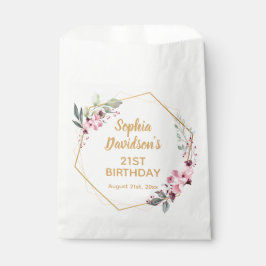Chic PInk Sakura Flowers 21st Birthday Favor Bags Geschenktütchen