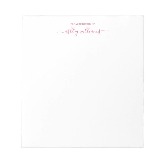Chic Pink Script aus dem Schreibtisch mit eigenem  Notizblock (Vorderseite)