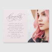 Chic Pink Script Foto Abschluss Magnetic Einladung (Vorderseite)