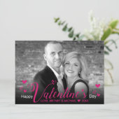 Chic Pink Script Hearts Modernes Schwarz-weißes Fo (Stehend Vorderseite)