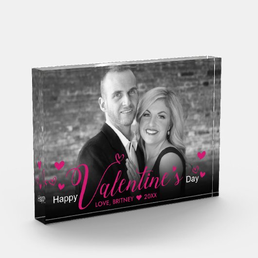 Chic Pink Script Herzlich Schwarz-weißes Foto Mode (Links)