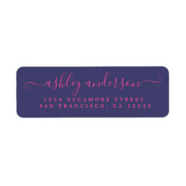 Chic Pink Script Navy Blue Name Rücksendeadresse