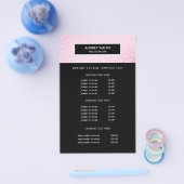 Chic Pink Sequin Black Salon Pricing & bServices Flyer (Einzeln)