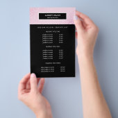 Chic Pink Sequin Black Salon Pricing & bServices Flyer (Handgriff)
