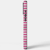 Chic Pink Silver Stripes Monogramm Case-Mate iPhone Hülle (Rückseite / Links)