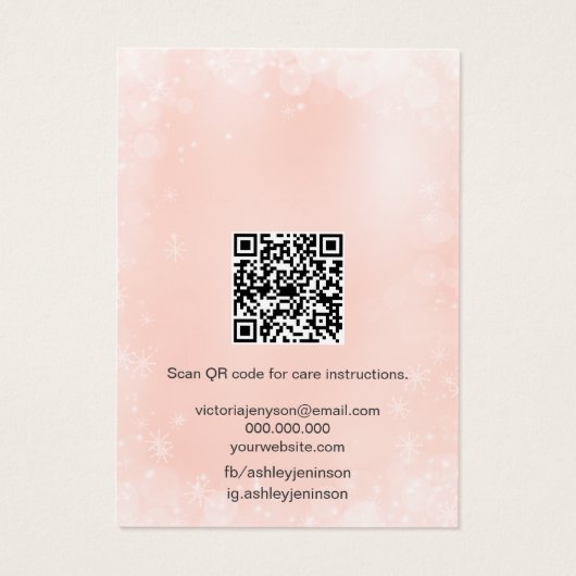 Chic pink Snowfestival QR Code Ohrring Anzeige (Rückseite)