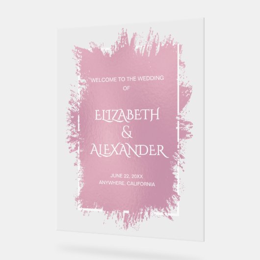 Chic Pink Splash Wedding Willkommen Acrylschild (Winkel)