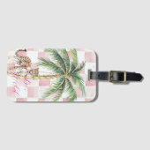 Chic Pink Squares Gold Palm Tree Leopard Gepäckanhänger (Vorderseite (Horizontal))