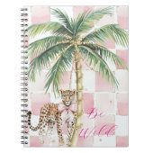 Chic Pink Squares Gold Palm Tree Leopard Notizblock (Vorderseite)