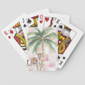 Chic Pink Squares Gold Palm Tree Leopard Spielkarten (Rückseite)