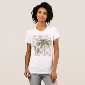 Chic Pink Squares Gold Palm Tree Leopard T-Shirt (Vorne ganz)