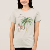 Chic Pink Squares Gold Palm Tree Leopard Tri-Blend Shirt (Vorderseite)