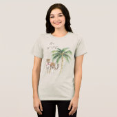 Chic Pink Squares Gold Palm Tree Leopard Tri-Blend Shirt (Vorderseite voll)