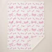Chic Pink Stilvolle Coquette Bow Wiederholungsmust Sherpadecke (Vorderseite)