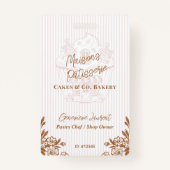 Chic Pink Stripe Cupcake Bakery Business Employee Ausweis (Vorderseite)