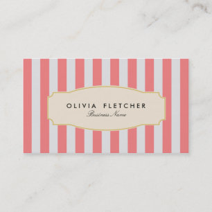 Chic Pink Stripes Business Cards Visitenkarte