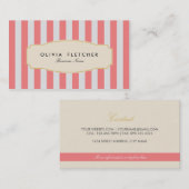 Chic Pink Stripes Business Cards Visitenkarte (Vorne/Hinten)