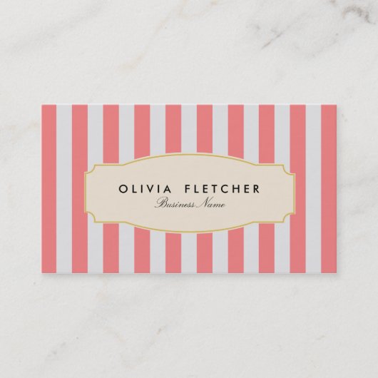 Chic Pink Stripes Business Cards Visitenkarte (Vorderseite)