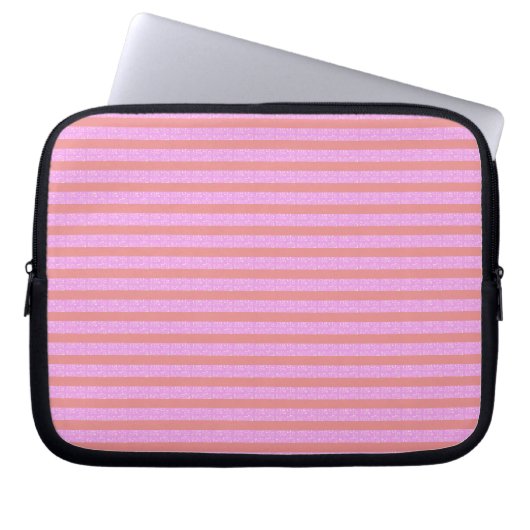 Chic Pink Stripes Geometric Electronics Bag Laptopschutzhülle (Vorderseite)