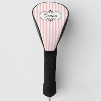 Chic Pink Stripes Personalisiert Golf Headcover