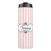 Chic Pink Stripes Personalisiert Thermosbecher (Vorderseite)