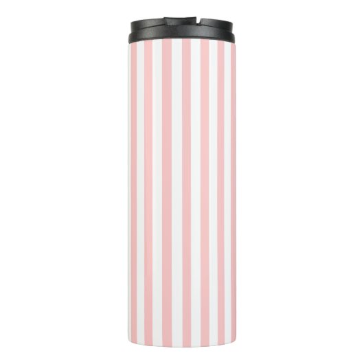 Chic Pink Stripes Personalisiert Thermosbecher (Rückseite)