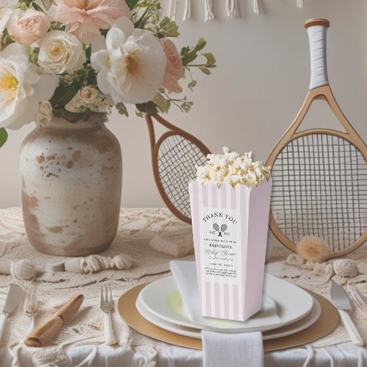 Chic Pink Stripes Tennis Danke Baby Dusche Geschenkschachtel