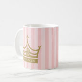 Chic Pink Stripes und Gold Rose Princess Crown Kaffeetasse (Vorderseite Links)