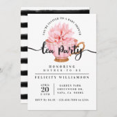 Chic Pink Teacup Tea Party Kinderdusche Einladung (Vorne/Hinten)