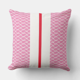 Chic Pink Tiled Waves Muster Red White Stripes Kissen