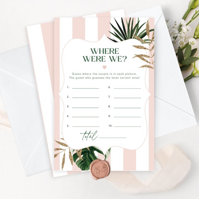 Chic Pink Tropical Wo waren wir Brautspiel (Von Creator hochgeladen)