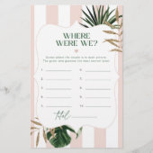 Chic Pink Tropical Wo waren wir Brautspiel (Vorderseite)
