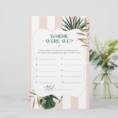 Chic Pink Tropical Wo waren wir Brautspiel (Stehend Vorderseite)