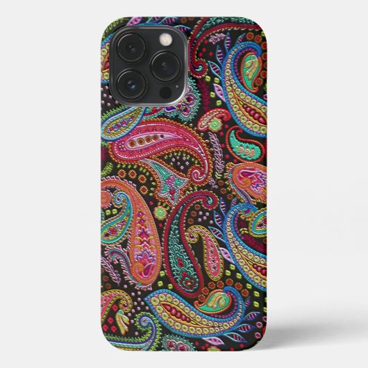 Chic Pink Türkise Blue Green Paisley Art iPhone Hülle (Rückseite)