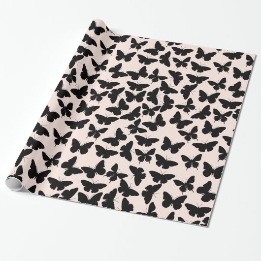 Chic Pink und Black Butterfells Geburtstag Geschenkpapier (Ungerollt)