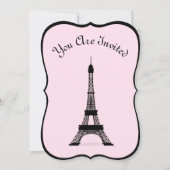 Chic Pink und Black French Style Eiffelturm Einladung (Vorderseite)