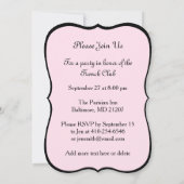 Chic Pink und Black French Style Eiffelturm Einladung (Rückseite)