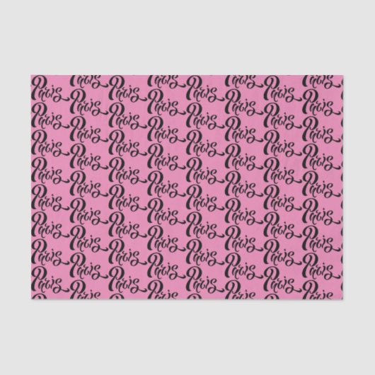 Chic Pink und Black Paris Typografy Pattern Seidenpapier (Vorderseite)