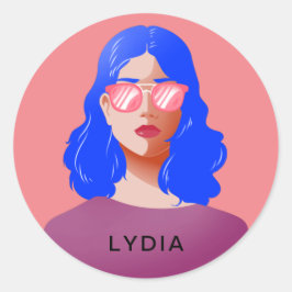 Chic pink und elegant runder aufkleber