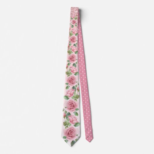 Chic Pink und Glitzer mit der Rose Blume Krawatte (Vorderseite)