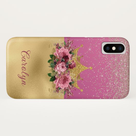 Chic Pink und Gold Blumenkrone Case-Mate iPhone Hülle (Rückseite (Horizontal))