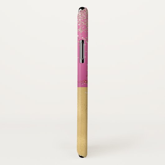 Chic Pink und Gold Blumenkrone Case-Mate iPhone Hülle (Hinten/Rechts)