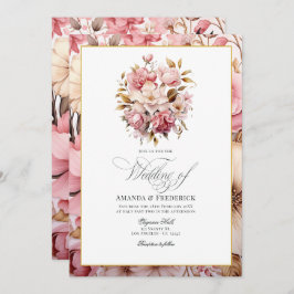 Chic Pink und Gold Floral Design Einladung