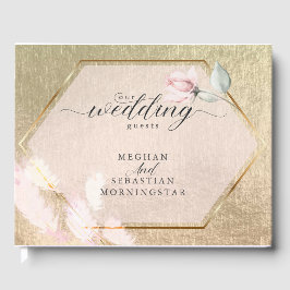 Chic Pink und Gold Floral Wedding Guest Book Gästebuch