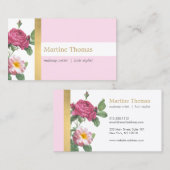 Chic Pink und Gold Vintag Visitenkarte (Vorne/Hinten)