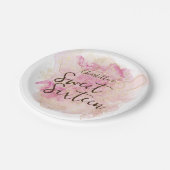 Chic Pink und Gold Wasserfarbe Sweet 16 Party Pappteller (Schrägansicht)