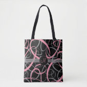 Chic pink und grau auf schwarz loopy Retro-Monogra Tasche (Vorderseite)