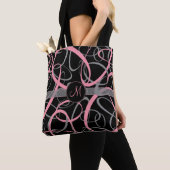 Chic pink und grau auf schwarz loopy Retro-Monogra Tasche (Von Nahem)