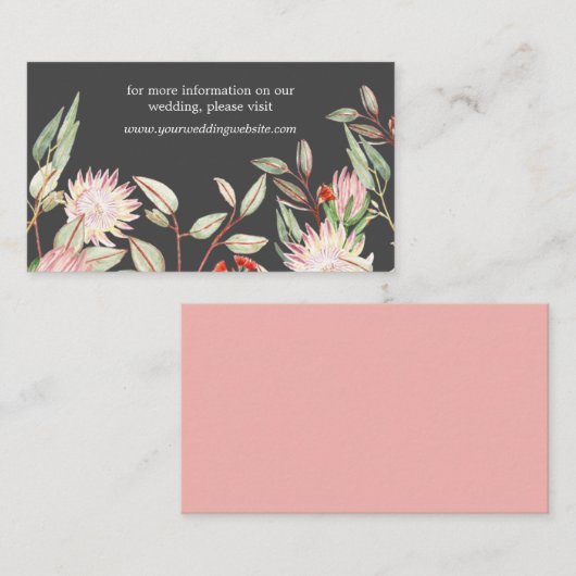 Chic Pink und Gray Australian Floral Website Card. Begleitkarte (Vorne/Hinten)