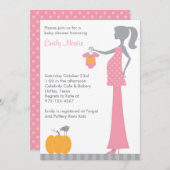 Chic Pink und Gray Mama to be Invitations Einladung (Vorne/Hinten)